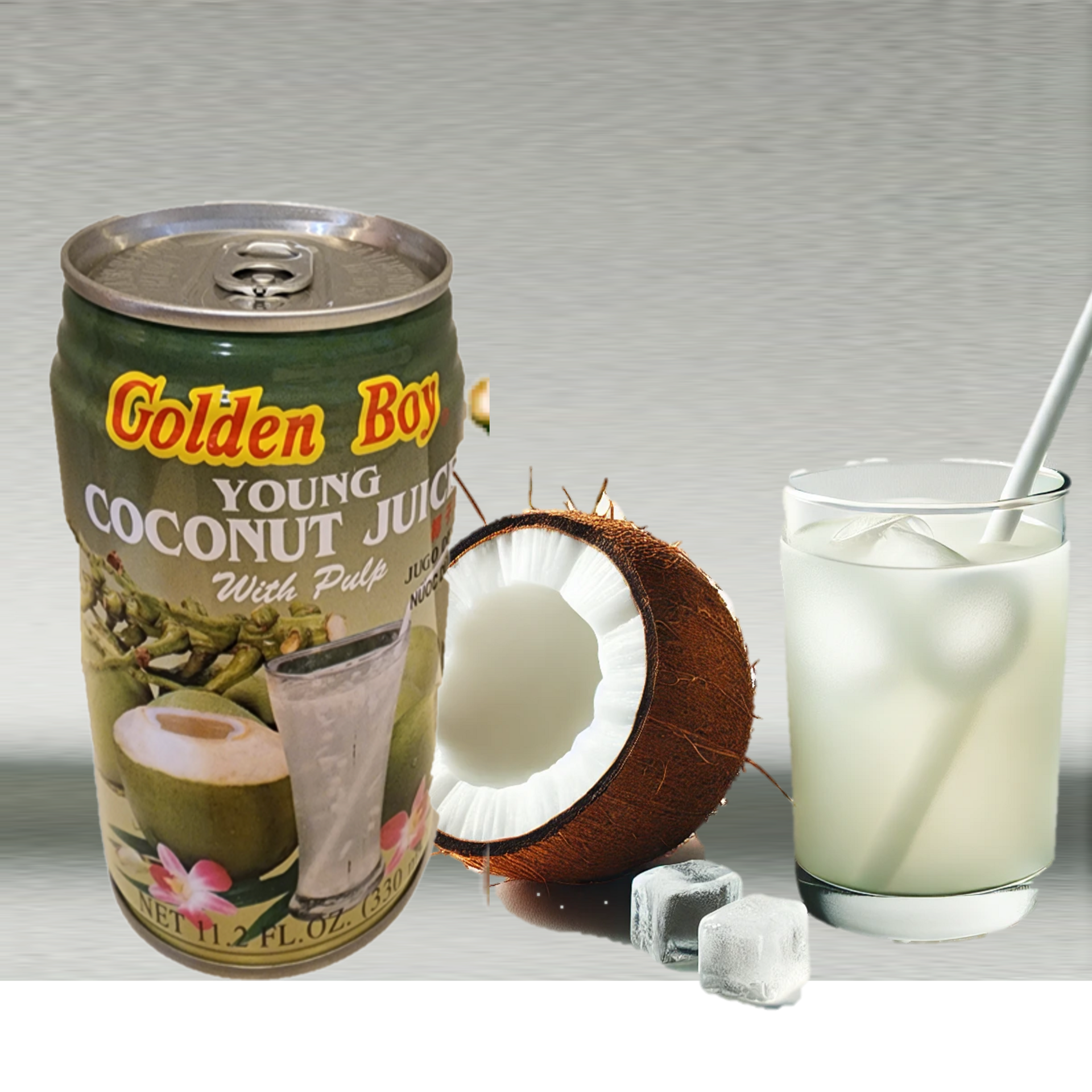 6 Pack, 100% Thai Young Coconut Water with Pulp, 330 ml
