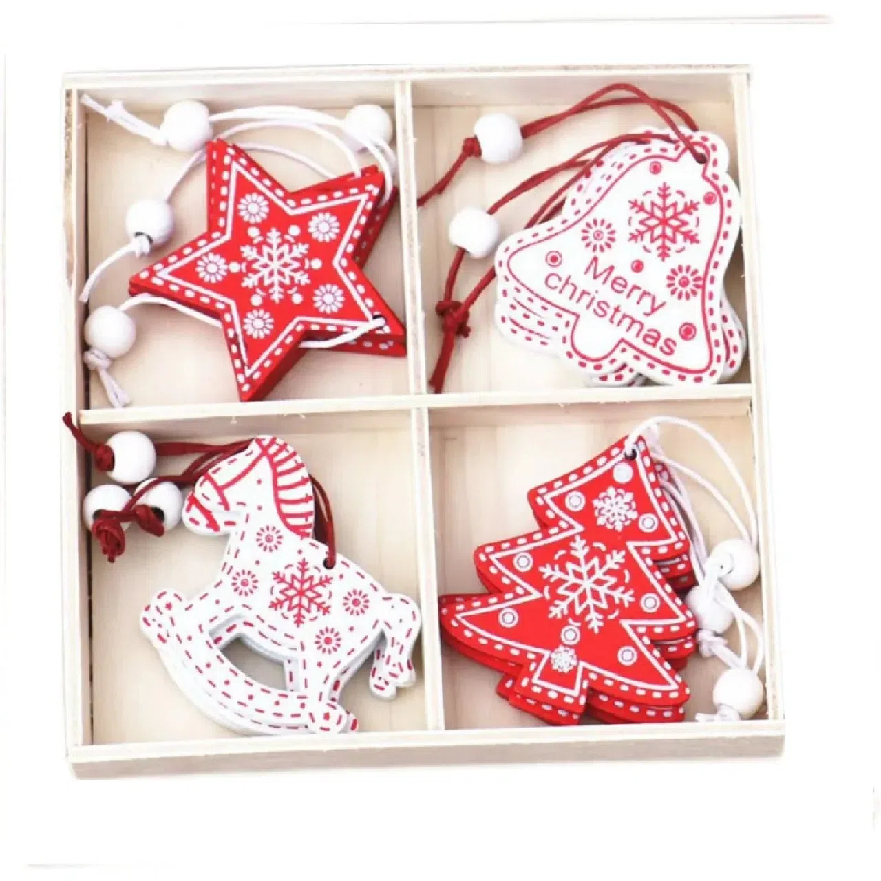 Christmas Tree Hanging Christmas Decorations -Red And White Pony Style 1 each