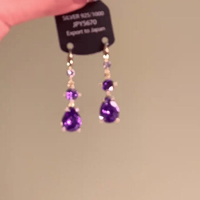 Amethyst earrings, water droplets, zircon 1 each