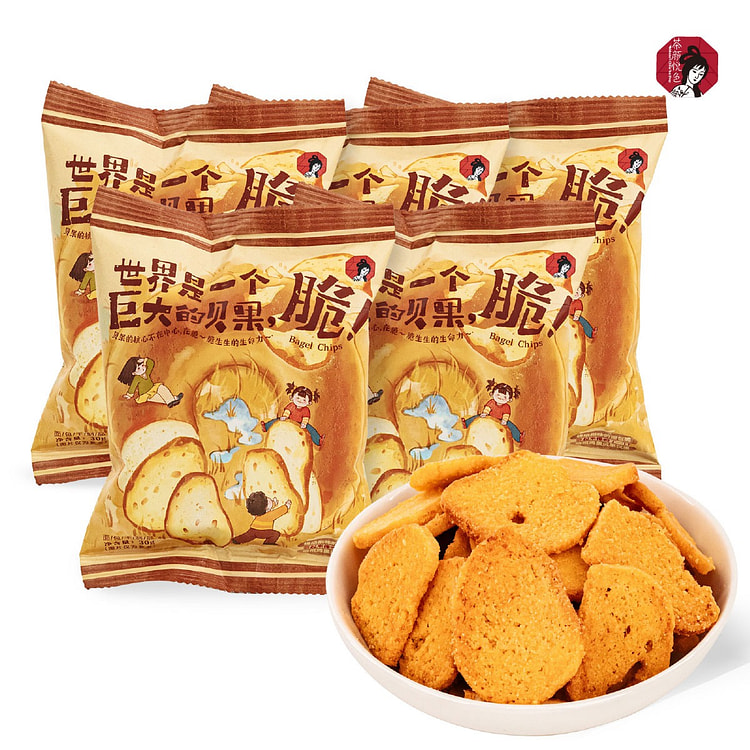 ChaYanYueSe Bagel Chips, Cheese & Bacon 5 Pack