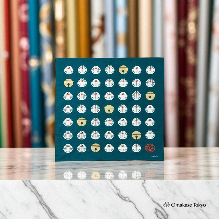 Marushin Doraemon Furoshiki-Face Dots Pattern 50 g