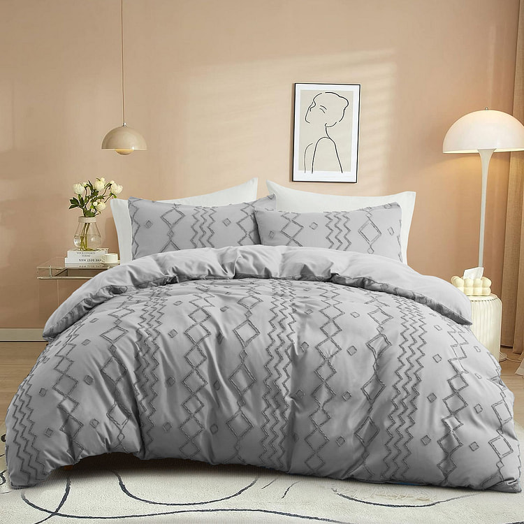 UNIKOME Duvet Cover Light Gray Twin
