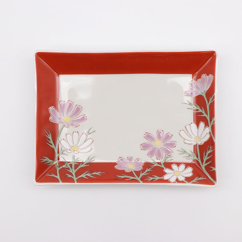 Kutani Ware Handmade Main Plate (Cosmos, 6.77 x 5.03) Made in Japan 1 each
