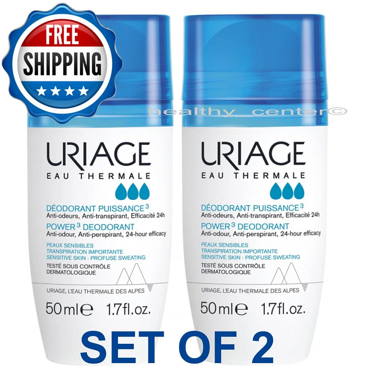 2 X Uriage Power 3 Anti-Odor Antiperspirant Roll 2 bottle