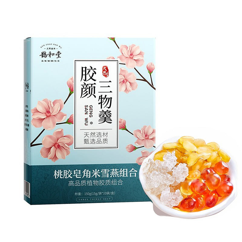 美容美肌スープセット:桃の樹脂(タオジャオ)、白木耳(雪燕)、サイカチ米 150 g