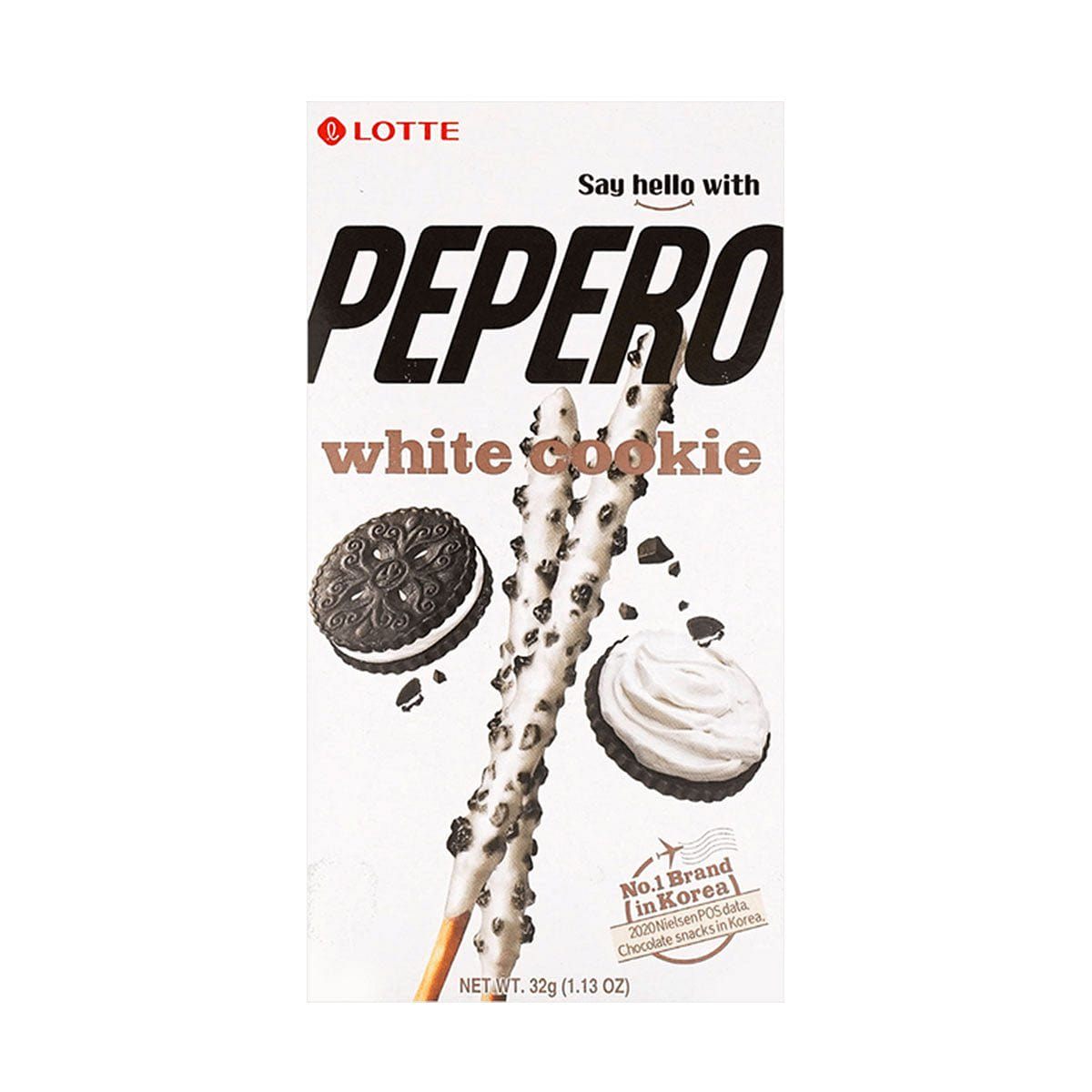 Lotte Pepero White Cookie Flavor Biscuit Sticks – 32g 1 each