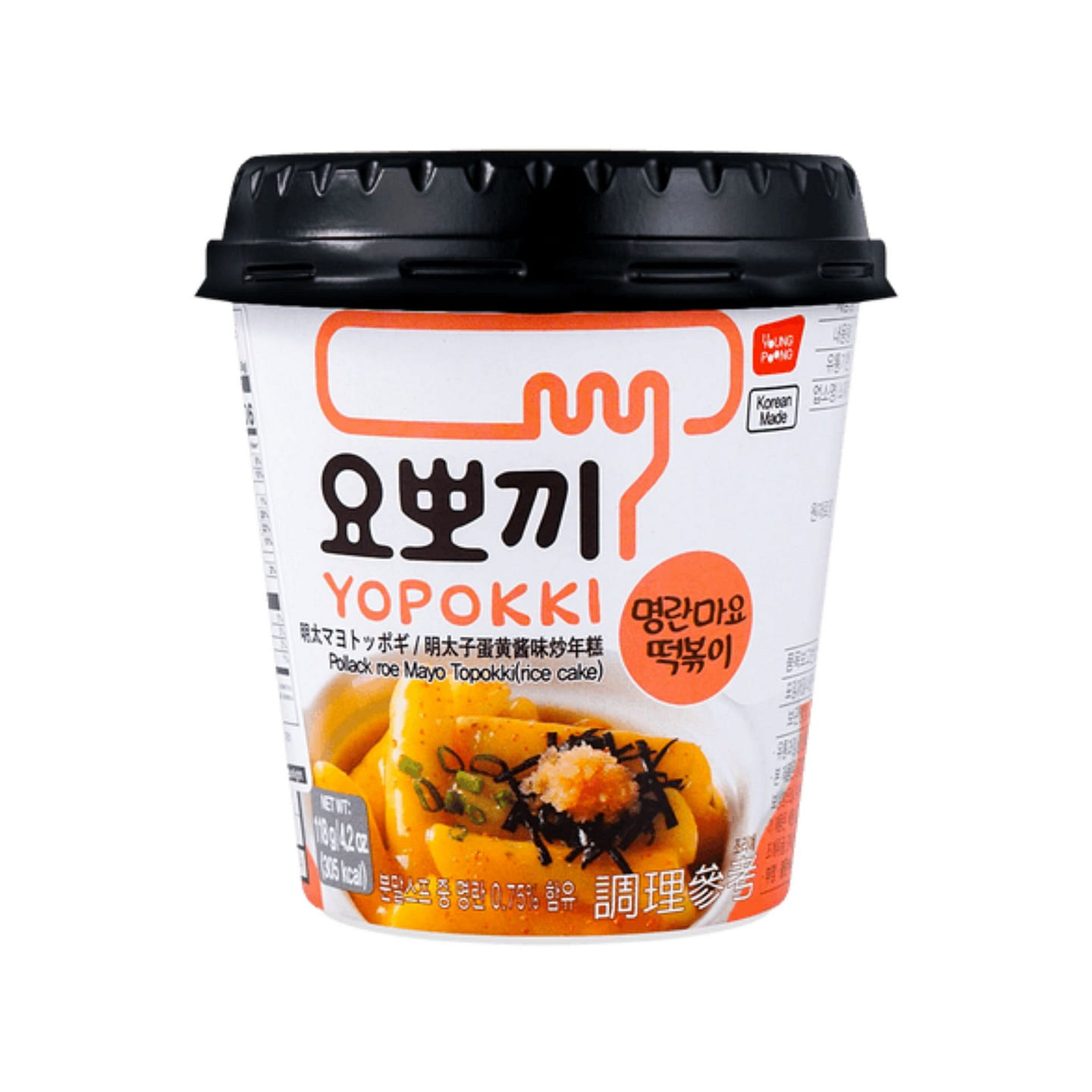 Yopokki Pollack Roe Mayo Rice Cake Cup (Korea) 1 each