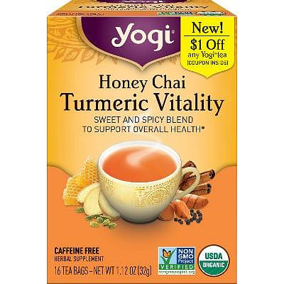 Yogi Honey Chai Turmeric Vitality Tea, 16 Tea Bags 16 count