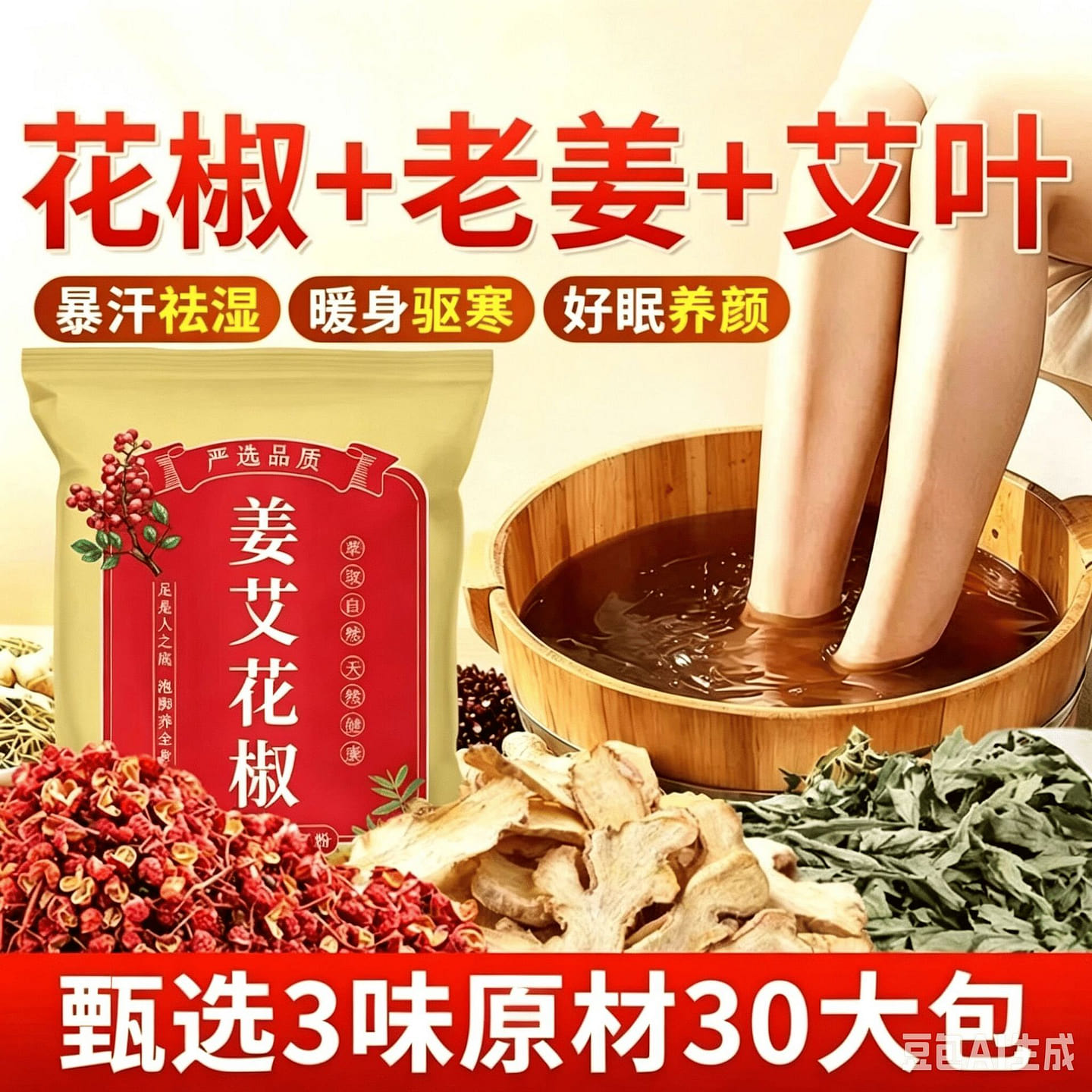 Sichuan pepper, ginger, and mugwort foot bath medi 1 box