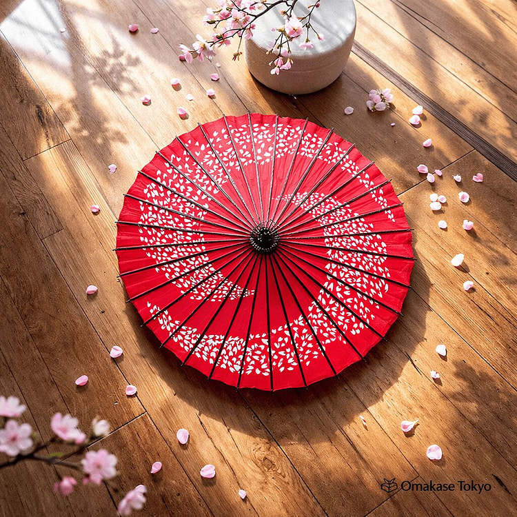 Japanese Paper Umbrella Red and Cherry Blossom Swi 680 g