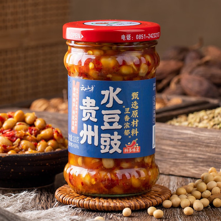 云山半贵州风味水豆豉210g特产下饭凉拌菜老坛水豆豉蘸水