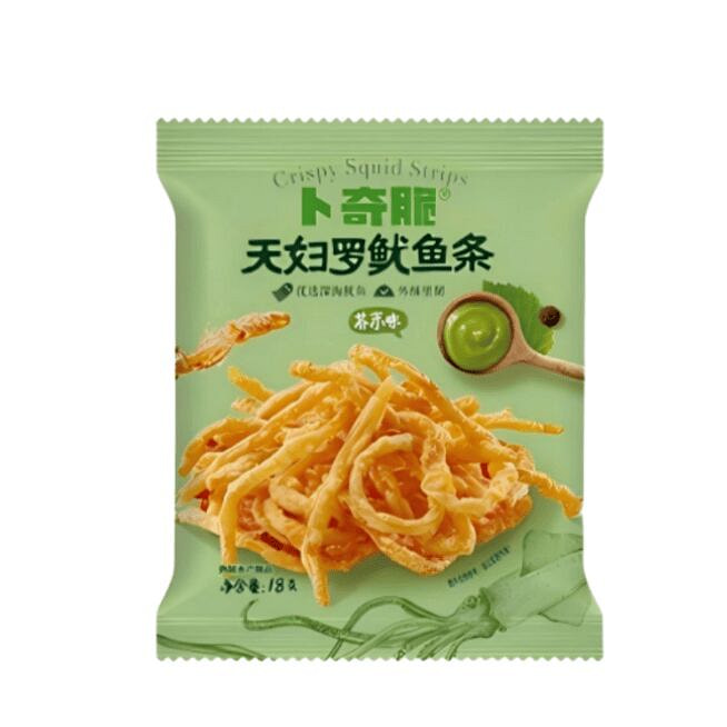 卜奇脆鱿鱼条开袋即食天妇罗鱿鱼丝芥末味18g 18 克