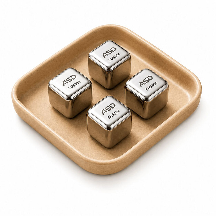 ASD Food Grade 304 Stainless Steel Ice Cubes 4 PCS 4 count