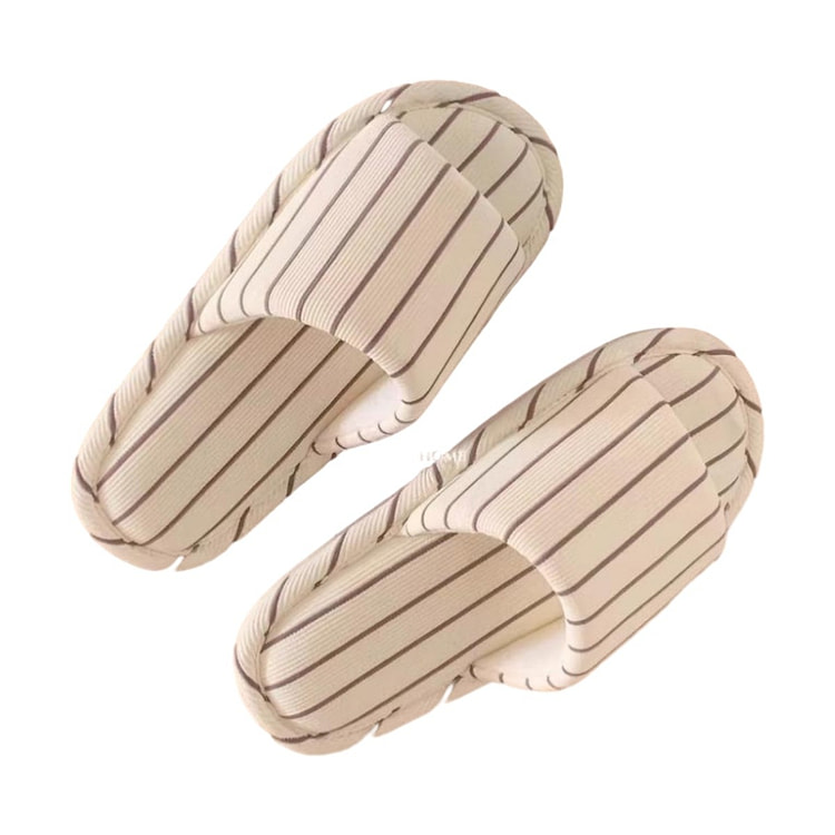 XXT 2506 [Stripe] Linen Slippers(White+brown)36/37 1 each