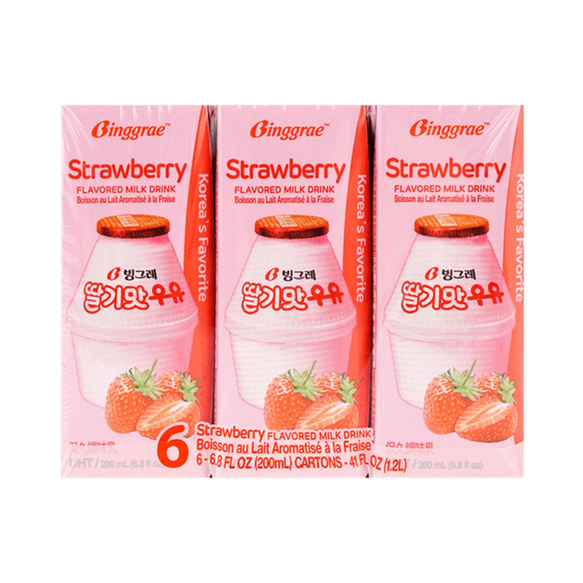 Binggrae Strawberry Flavor Milk - 6 Pack 1 phần
