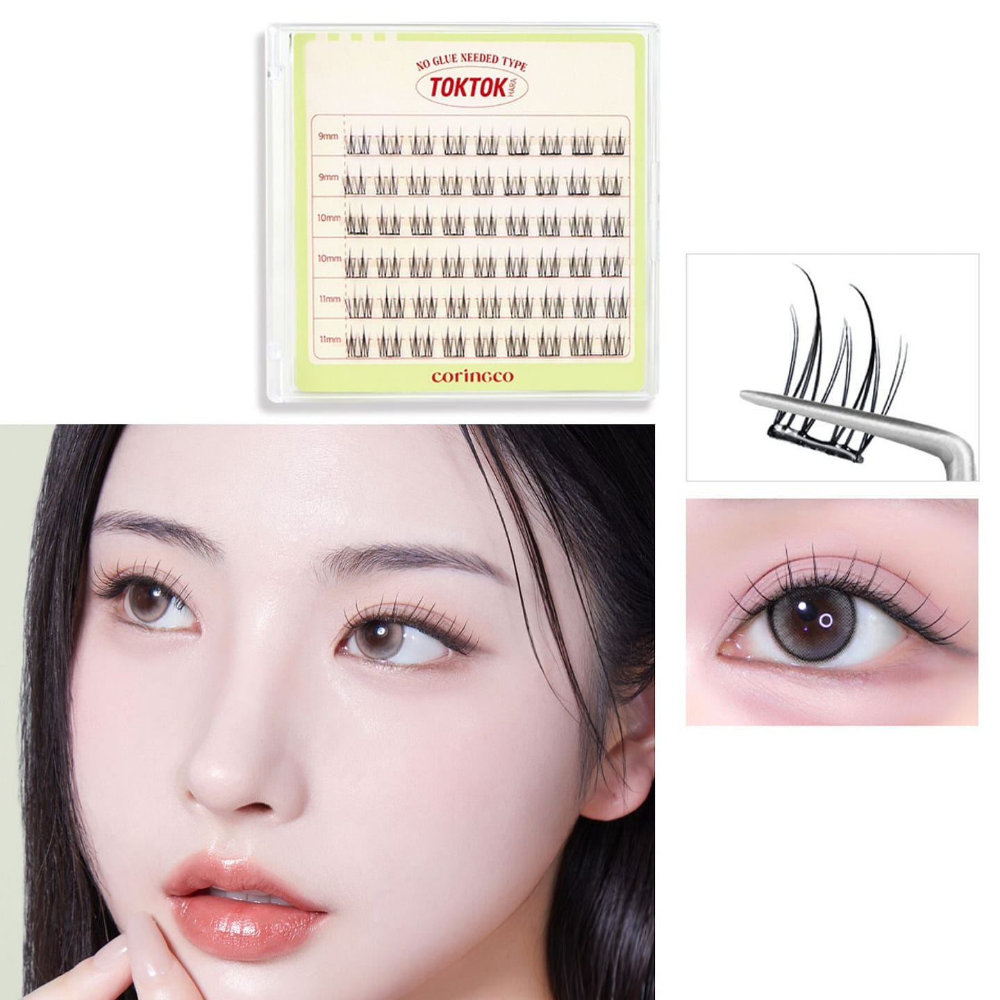 CORINGCO Toktok Hara False Eyelashes No Glue Sharp 1 each