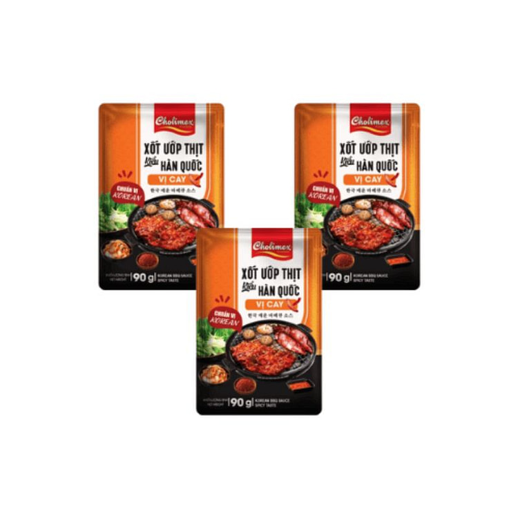[Cholimex ] Xốt Ướp Thịt Kiểu Hàn Quốc Vị Cay 90gr/gói x 3 gói 3 gói