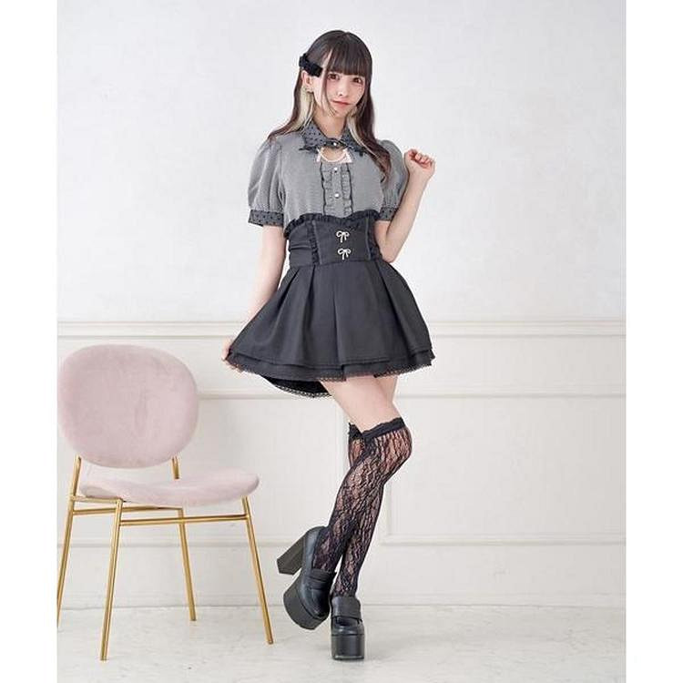 palelfy Houndstooth Shirt Black F