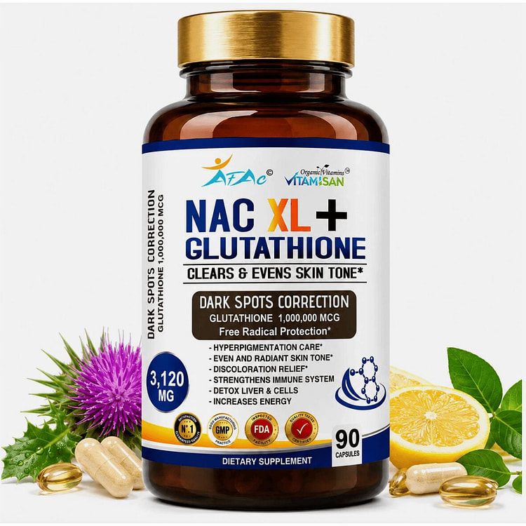 NAC XL + Glutathione 3120mg 90 Capsules Antioxidan 1 bottle