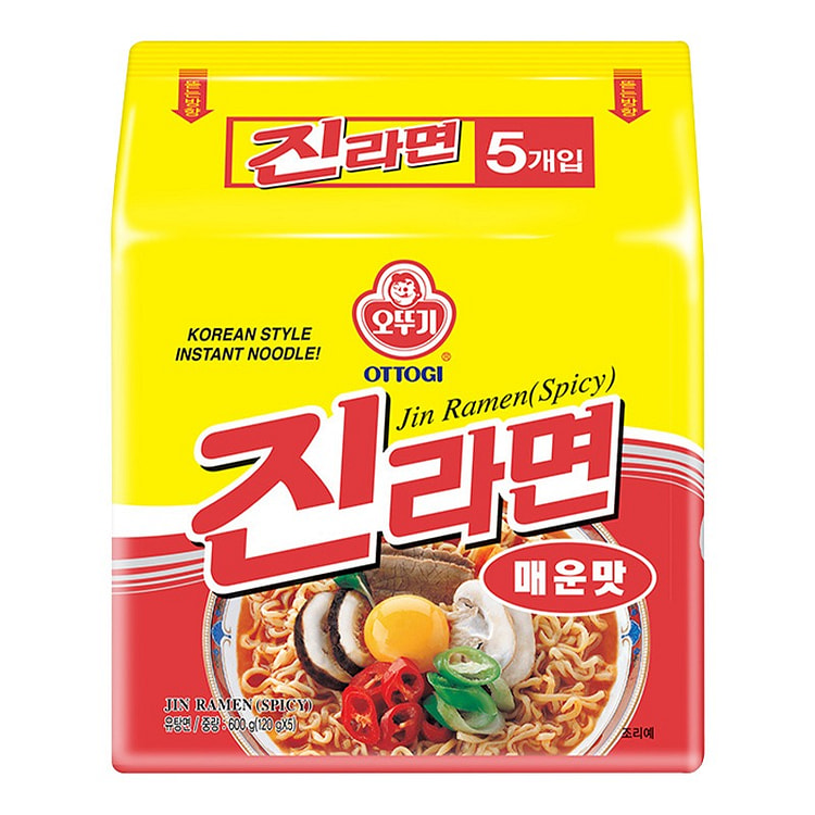 韩国不倒翁金拉面120g*5包辣味