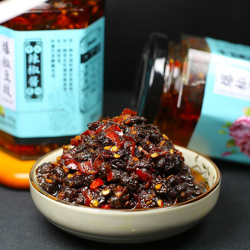 Jiangxi special spicy chili bean drum super spicy under the food bibimbap sauce 210 กรัม