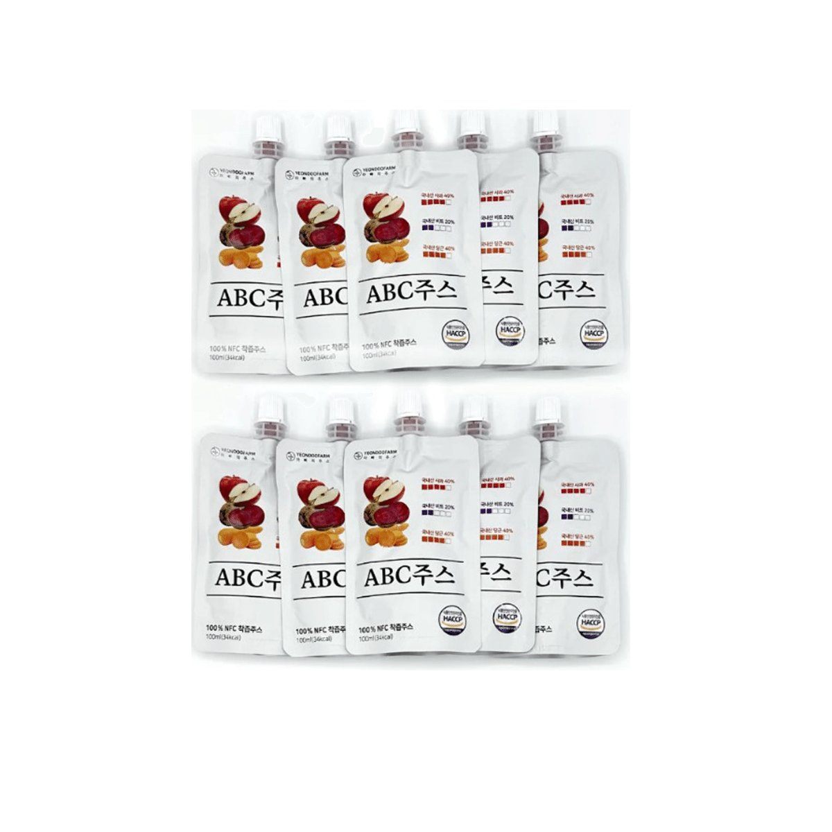 YEONDOO FARM Papa’s Farm ABC Juice On-the-Go Natural Juices 100% 10 count