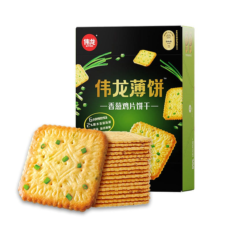 伟龙饼干香葱鸡片薄脆饼180g葱香办公室解馋零食 180 克