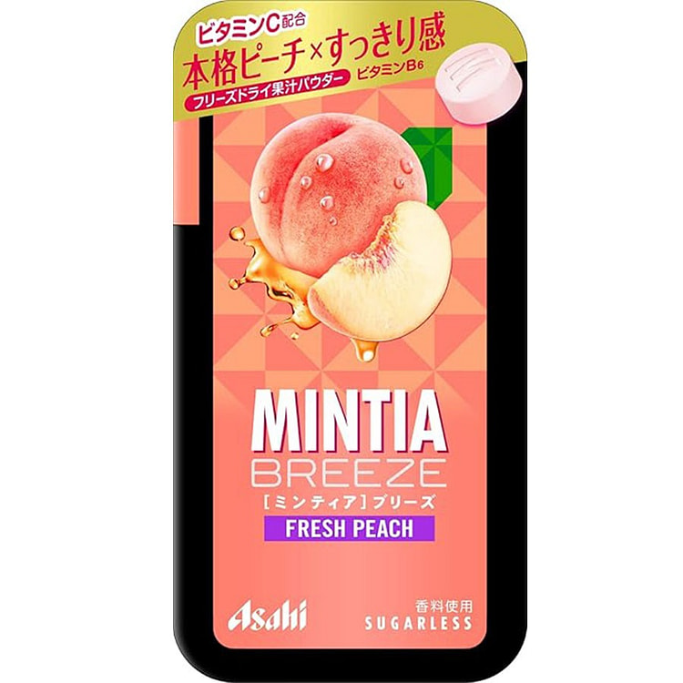 【日本直邮】Asahi朝日 MINTIA BREEZE【桃子味】清凉感大颗粒 薄荷糖30粒/