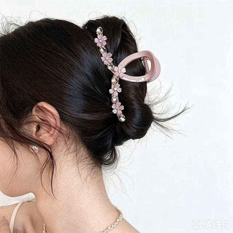 古里雅 粉色花朵水钻抓夹女轻奢高级1件 1 份