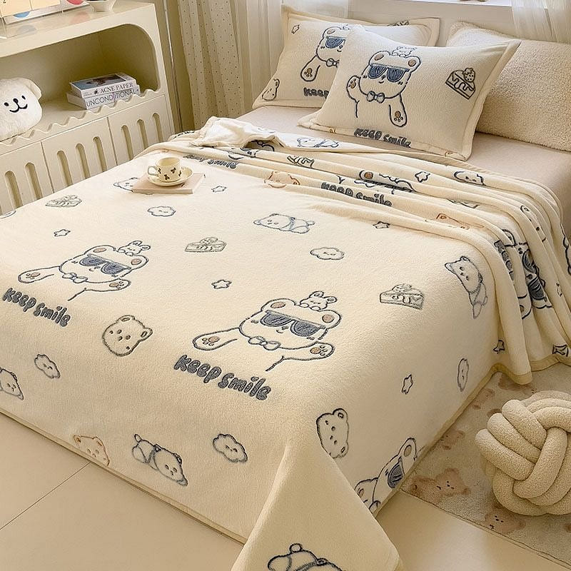 Trendy Bear [200x230cm for two persons] Coral fleece blanket flannel blanket 2.43 lb