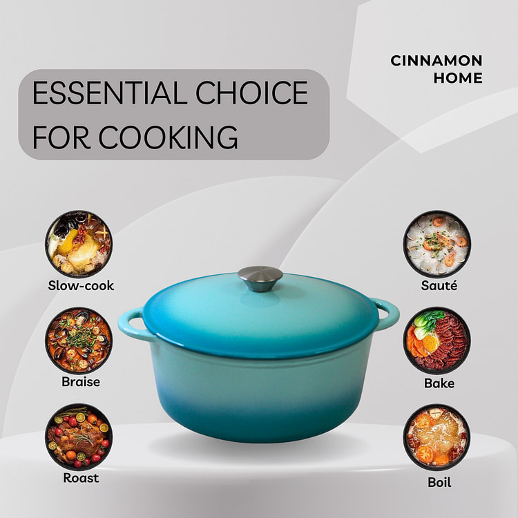 Cinnamon Home 珐琅锅4.5QT水蓝色