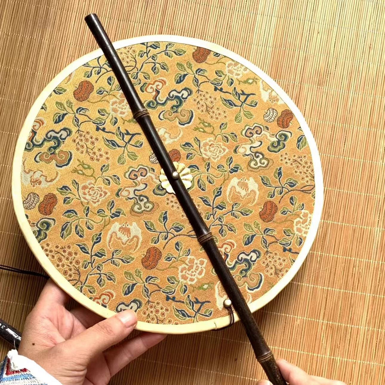 Collapsible Ancient Bamboo Fan-Reishi Grain Type 1Pc 1 each