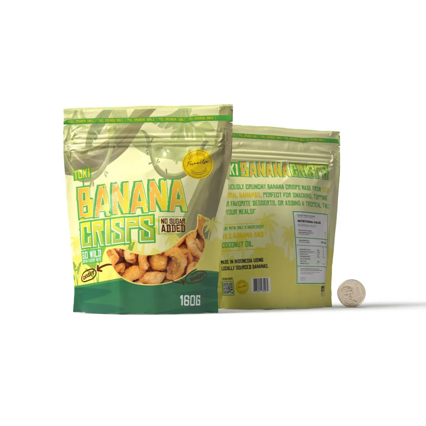 Ferna Toki Banana Crisps. Sweet, No Sugar Added 160 g
