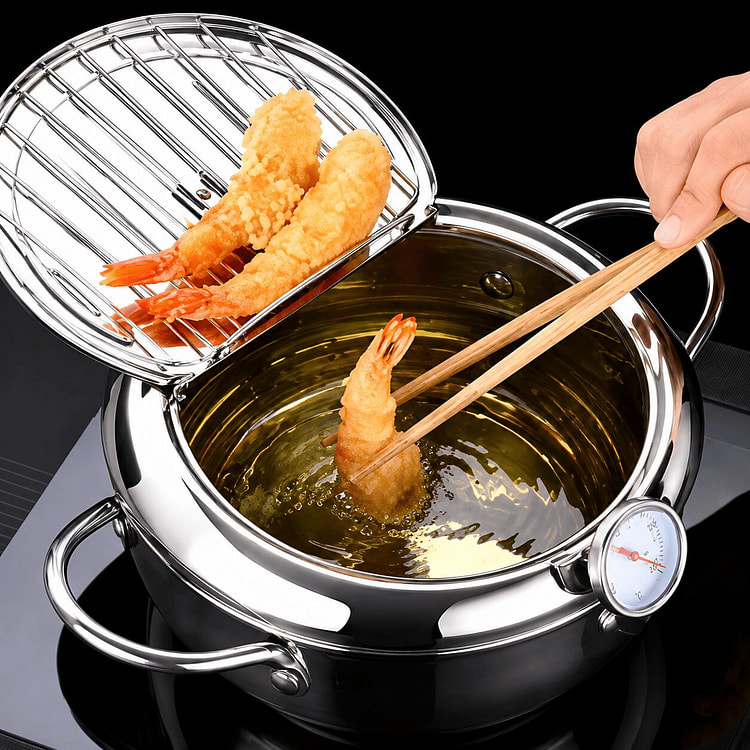 LMETJMA Japanese Deep Frying Pot with a Thermomete 1 box