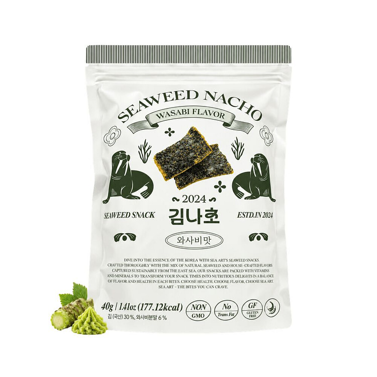 Seaweed Nacho Wasabi Flavor, Crispy Korean Seaweed 1.41 oz