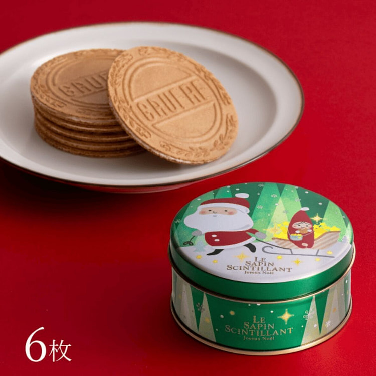 神户风月堂圣诞限定华夫饼 6片装 绿罐 1 盒