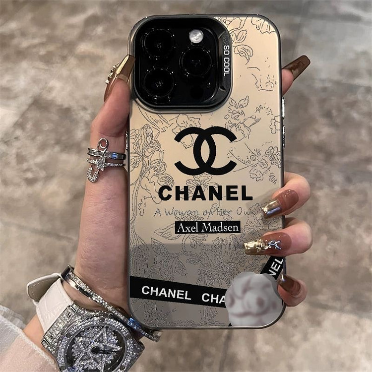 香奈儿CHANEL 小香风【山茶花IPhone15】全包围防摔放碎屏手机壳 月光黑Logo