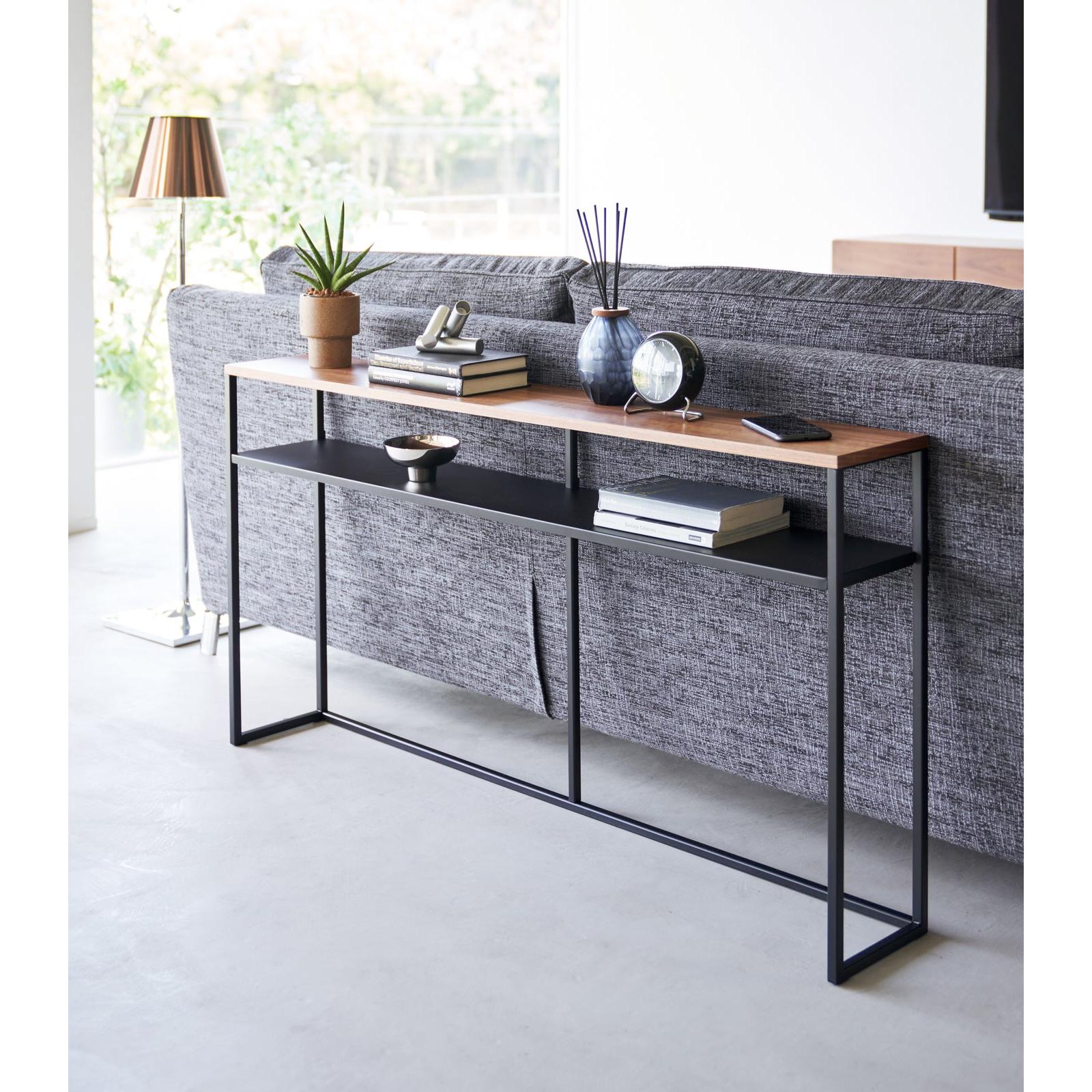 Long Console Table - Two Styles Steel Shelf Black 1 ส่วน