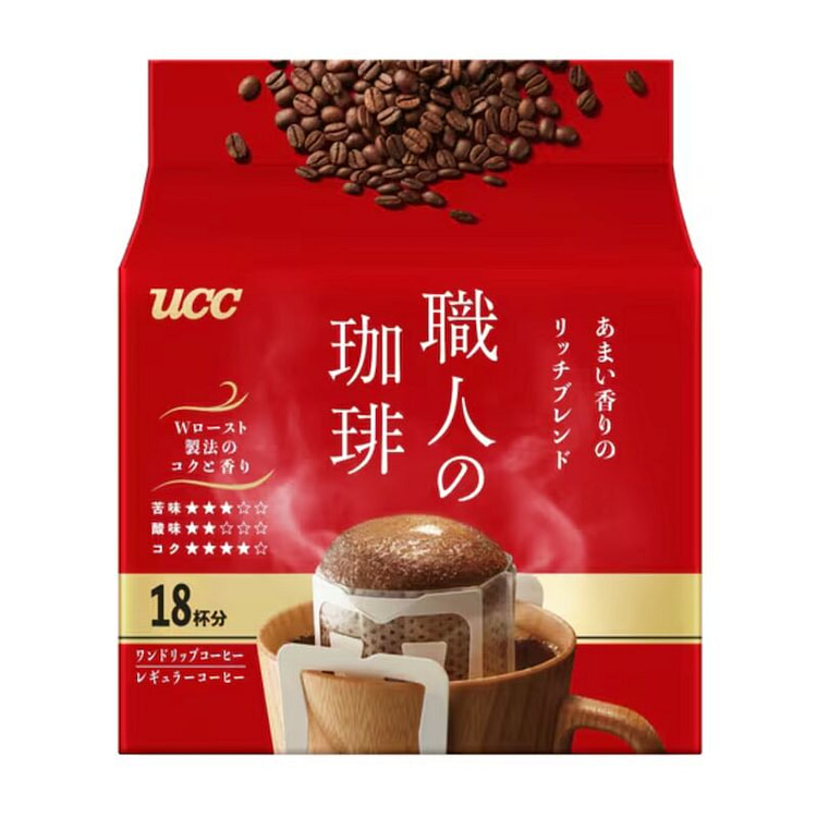 UCC职人挂耳咖啡 红色香醇丰郁办公提神搭档18袋