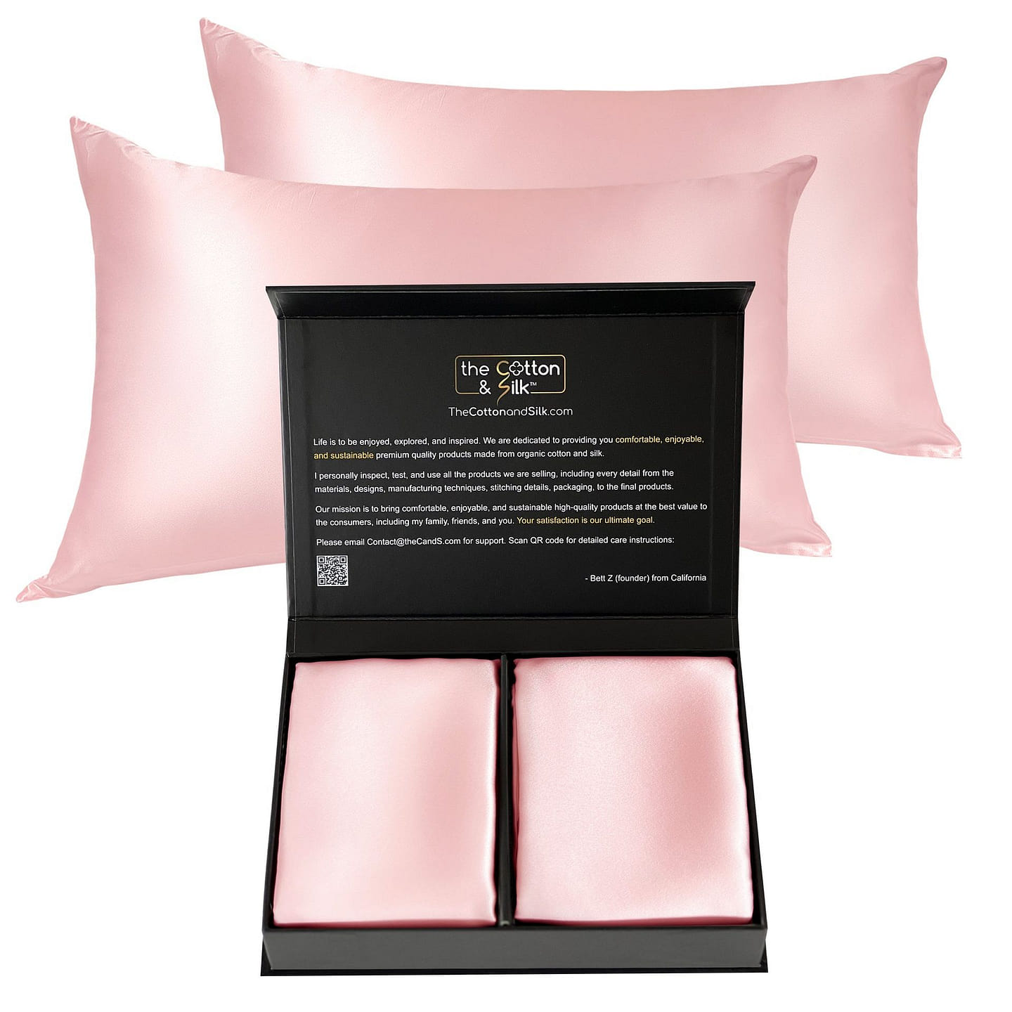 22 Momme Mulberry Silk Pillowcase Pair, Pink, Queen (Size 20 x 30IN) Set of 2 1 each