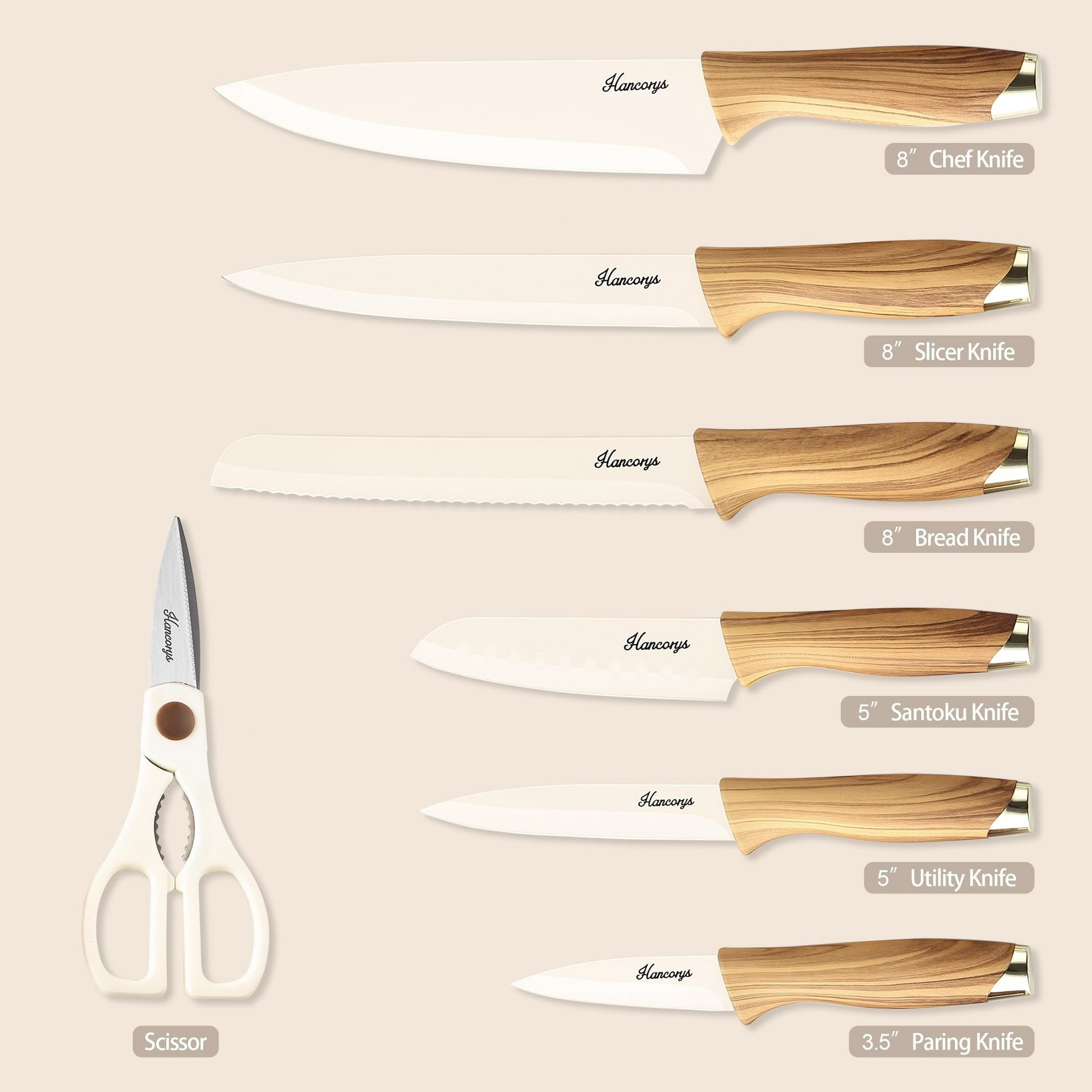13 Pieces Kitchen Knives Set, Knife set 1 each - Weee!