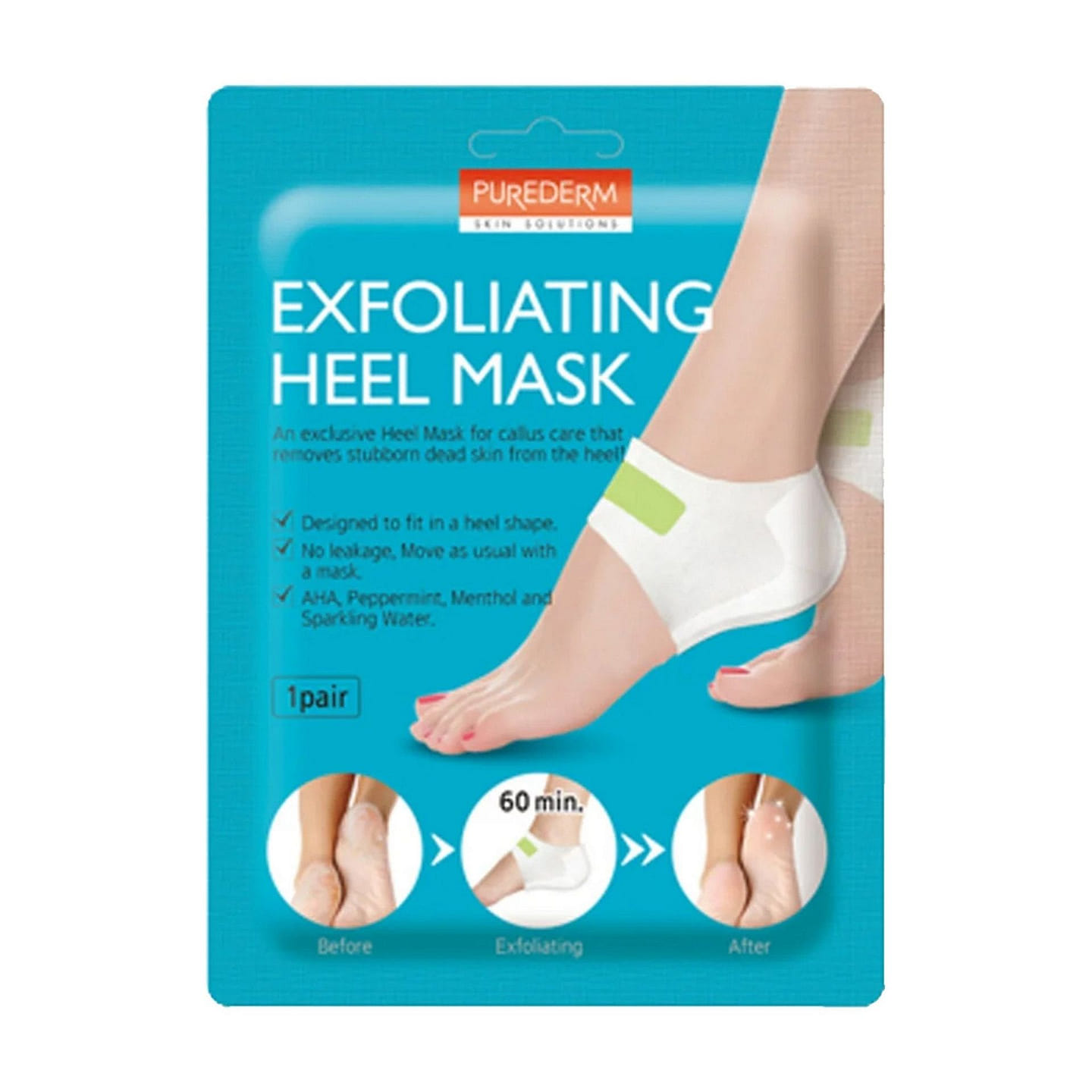 PUREDERM Exfoliating Heel Mask 1 Pair – Peppermint 1 each