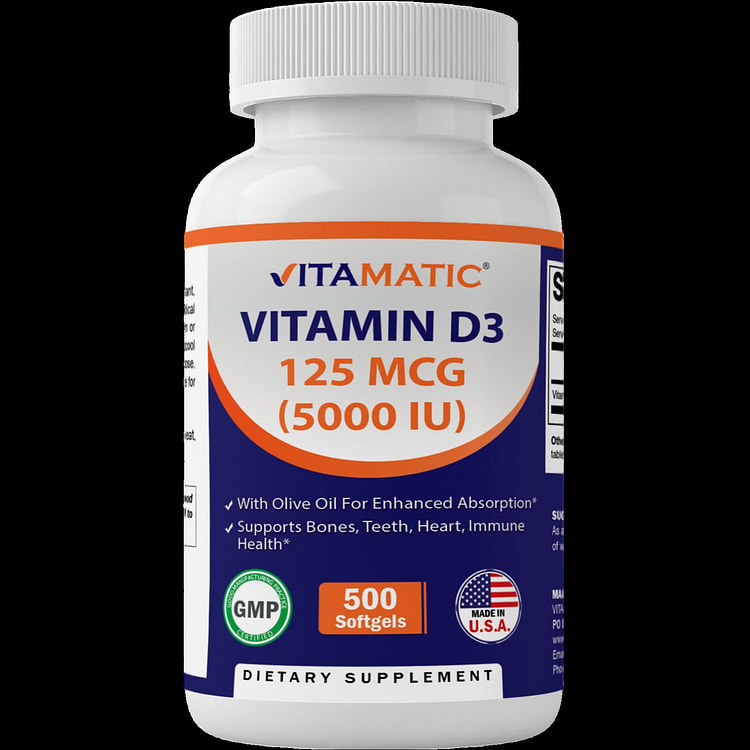 Vitamin D3 5000 IU (125 mcg) - 500 Softgels