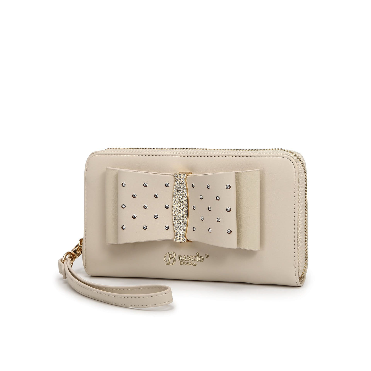 Ribbon Romance Multi-Pocket Rhinestone Off White Wallet [RKW4268-OW] 1 each