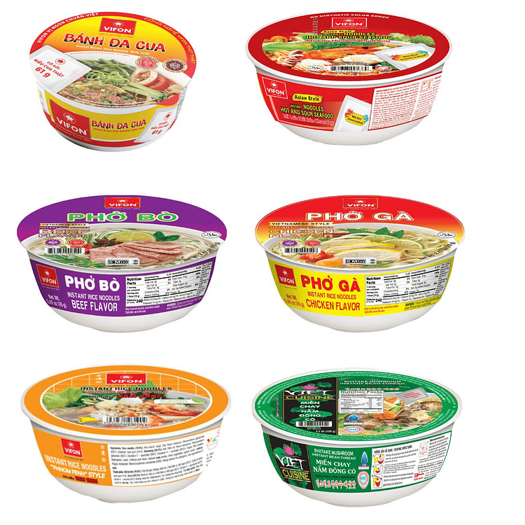 VIFON Rice Noodles and Pho Bundle of 6 1 case