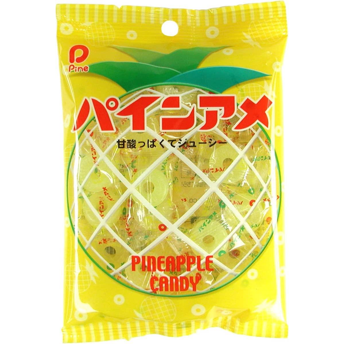 Japanese Pineapple Candy Hard Pine Ame Apple Sweet Lollipop Toffee Ring Bag 120g 1 bag 1 each