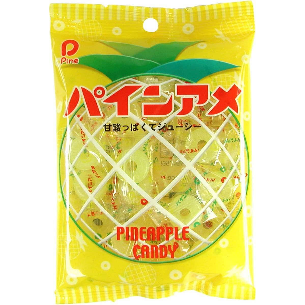 Japanese Pineapple Candy Hard Pine Ame Apple Sweet Lollipop Toffee Ring Bag 120g 1 bag 1 份