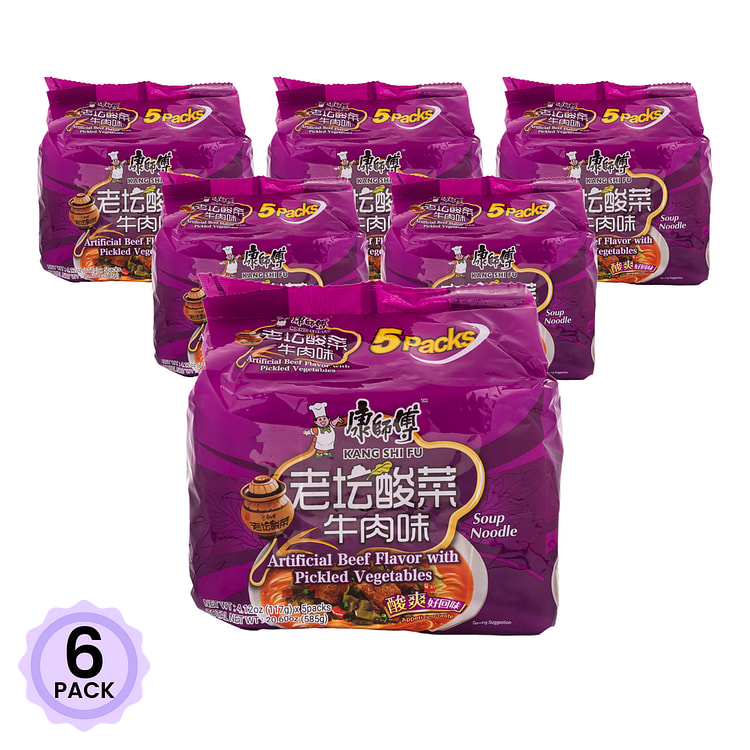 康师傅 方便面 老坛酸菜牛肉味 5包 585 克*6 包
