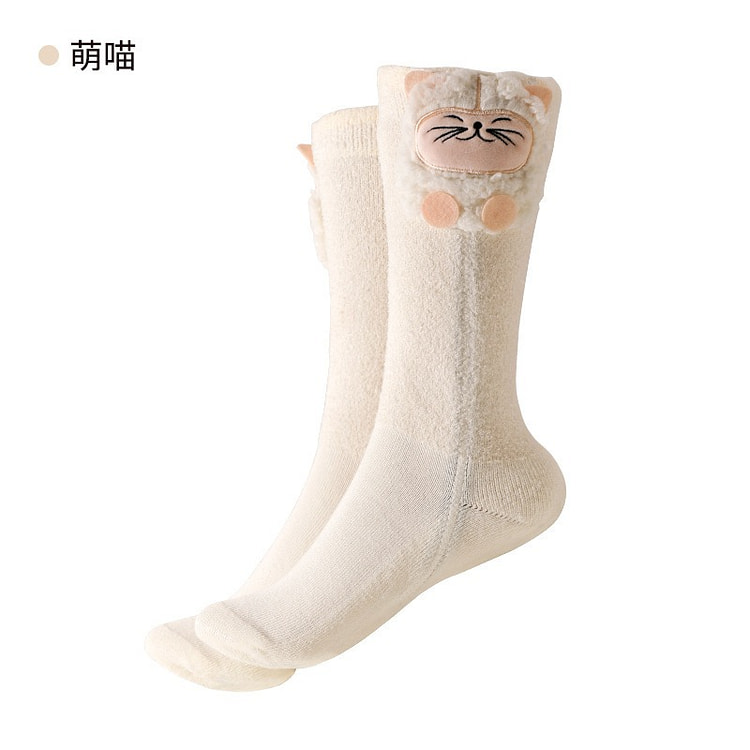 智能电热袜充电加热暖脚神器冬天睡觉床暖被窝脚冷发热袜保暖可爱  萌喵白色（出行薄款）