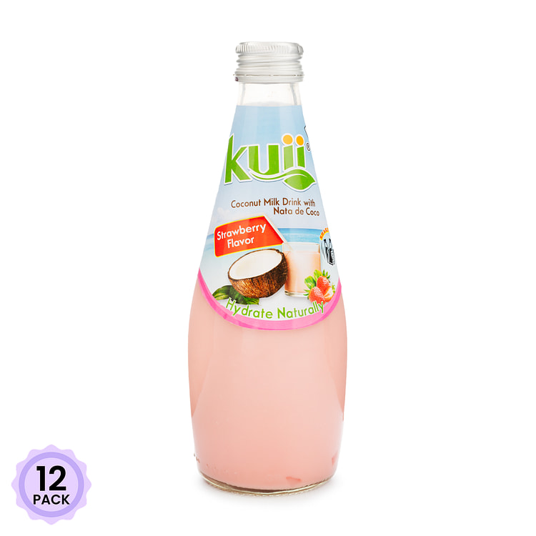 Kuii Nata de Coco, Original Natural Coconut Drink, Strawberry Flavor 290 ml